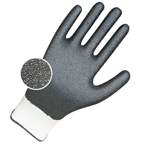 Black latex with rough crinkle finish coated white nylon